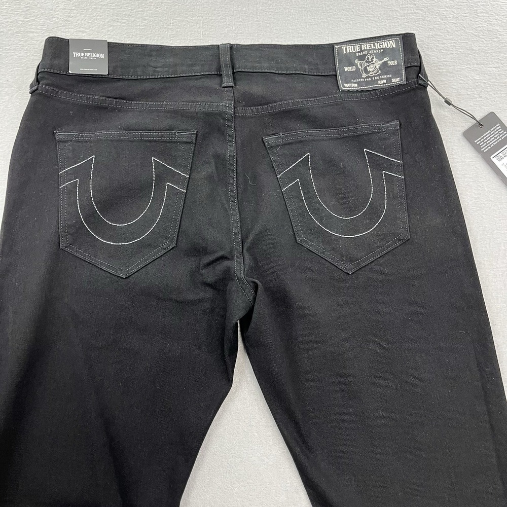 True Religion Jeans Mens 36x32 Black Denim Pants Geno Relaxed Slim Fit - Picture 4 of 14